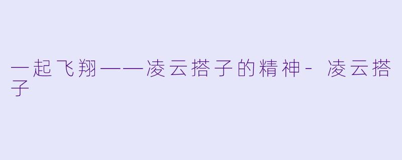 一起飞翔——凌云搭子的精神