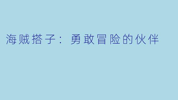 海贼搭子:勇敢冒险的伙伴