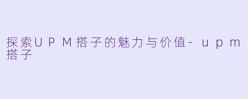 探索UPM搭子的魅力与价值-upm搭子