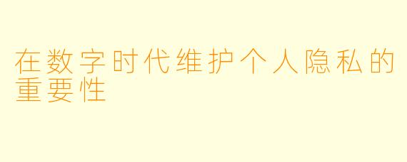 在数字时代维护个人隐私的重要性