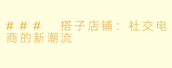 ### 搭子店铺：社交电商的新潮流