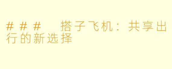 ### 搭子飞机:共享出行的新选择