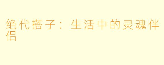 绝代搭子：生活中的灵魂伴侣