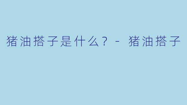 猪油搭子是什么？