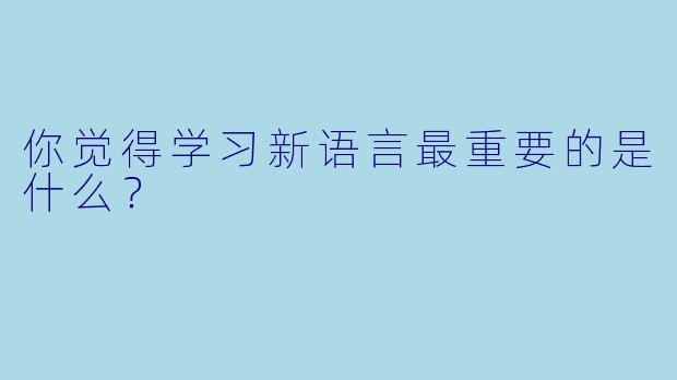 你觉得学习新语言最重要的是什么？