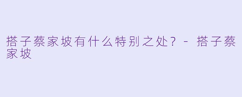 搭子蔡家坡有什么特别之处？-搭子蔡家坡