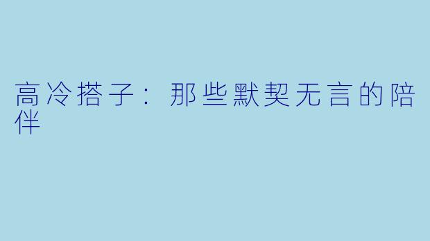 高冷搭子:那些默契无言的陪伴