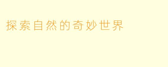 探索自然的奇妙世界