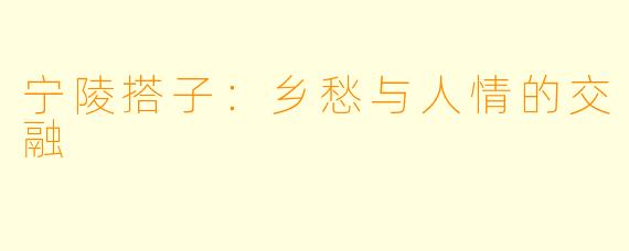 宁陵搭子：乡愁与人情的交融