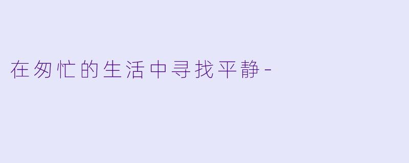 在匆忙的生活中寻找平静-