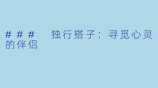 ### 独行搭子：寻觅心灵的伴侣