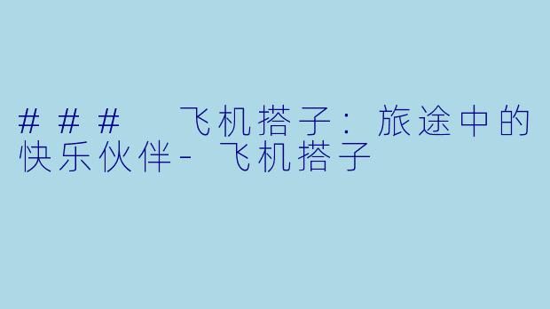 ### 飞机搭子：旅途中的快乐伙伴-飞机搭子