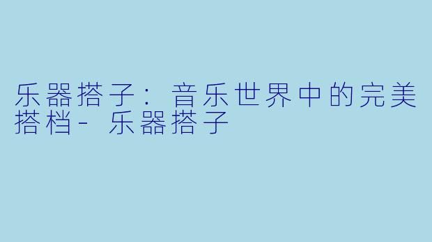 乐器搭子:音乐世界中的完美搭档