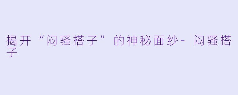 揭开“闷骚搭子”的神秘面纱-闷骚搭子