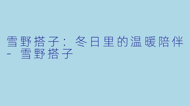 雪野搭子：冬日里的温暖陪伴-雪野搭子