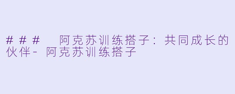 ### 阿克苏训练搭子：共同成长的伙伴-阿克苏训练搭子