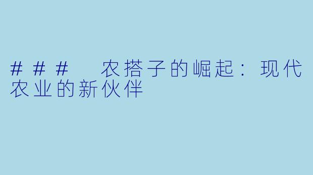 ### 农搭子的崛起：现代农业的新伙伴