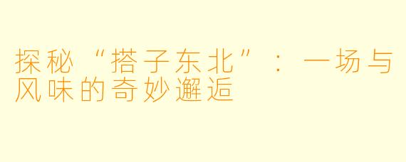探秘“搭子东北”：一场与风味的奇妙邂逅