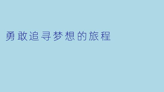 勇敢追寻梦想的旅程