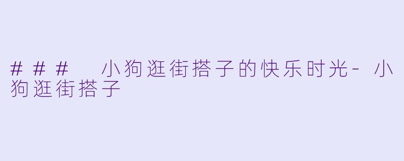 ### 小狗逛街搭子的快乐时光