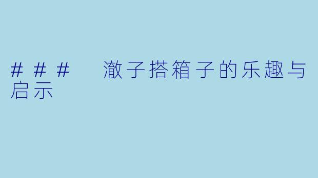 ### 澈子搭箱子的乐趣与启示