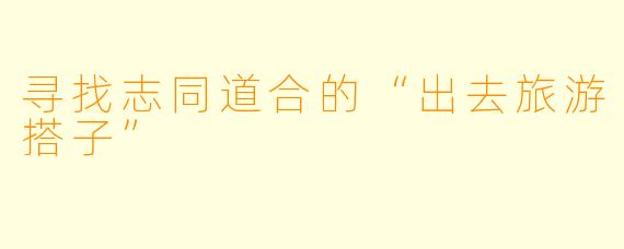 寻找志同道合的“出去旅游搭子”