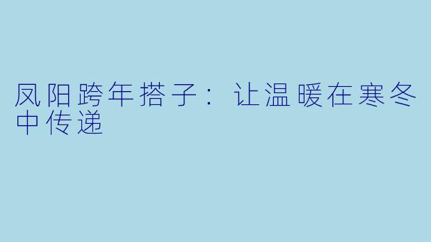 凤阳跨年搭子:让温暖在寒冬中传递