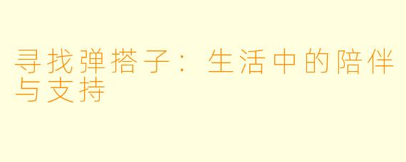 寻找弹搭子：生活中的陪伴与支持