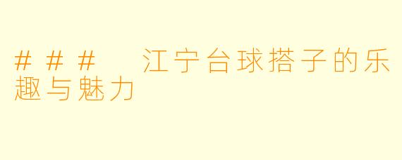 ### 江宁台球搭子的乐趣与魅力