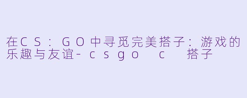 在CS:GO中寻觅完美搭子:游戏的乐趣与友谊