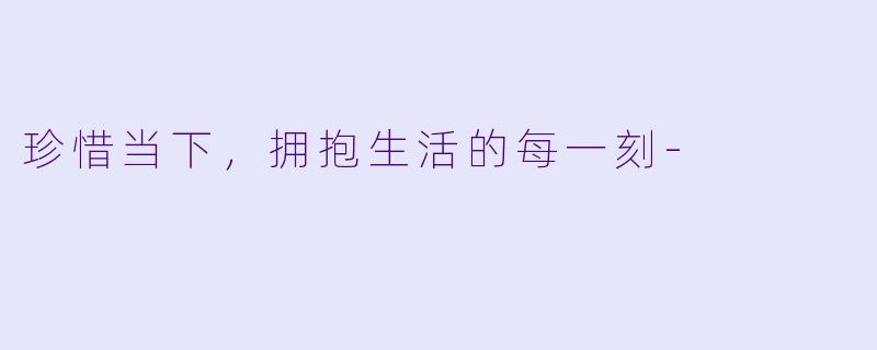 珍惜当下，拥抱生活的每一刻-