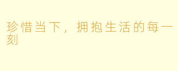 珍惜当下,拥抱生活的每一刻