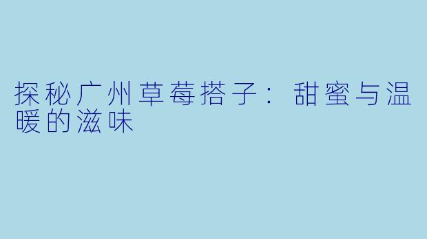 探秘广州草莓搭子:甜蜜与温暖的滋味
