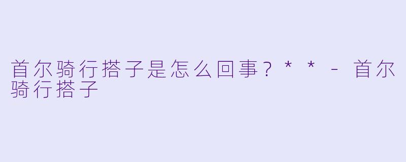 首尔骑行搭子是怎么回事?**