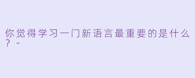 你觉得学习一门新语言最重要的是什么？