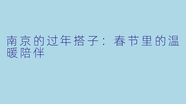南京的过年搭子:春节里的温暖陪伴