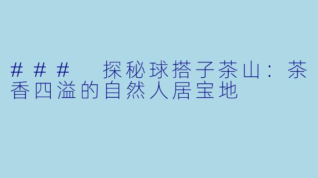 ### 探秘球搭子茶山：茶香四溢的自然人居宝地