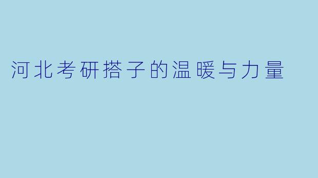 河北考研搭子的温暖与力量
