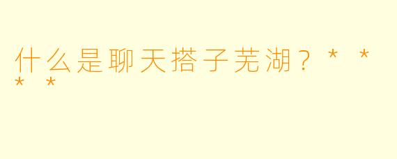 什么是聊天搭子芜湖？****