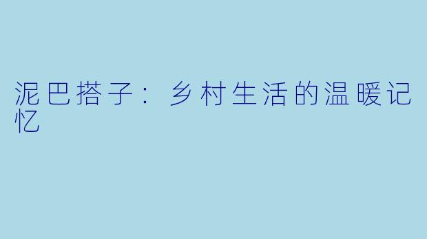 泥巴搭子：乡村生活的温暖记忆