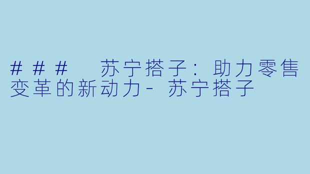 ### 苏宁搭子：助力零售变革的新动力-苏宁搭子
