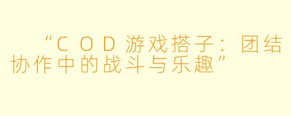  “COD游戏搭子：团结协作中的战斗与乐趣”
