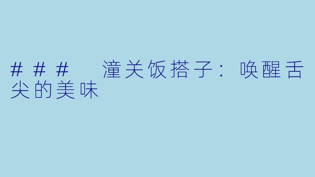 ### 潼关饭搭子：唤醒舌尖的美味