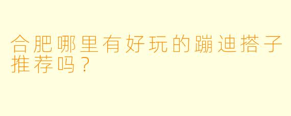 合肥哪里有好玩的蹦迪搭子推荐吗?
