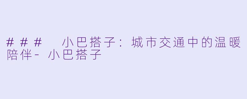 ### 小巴搭子：城市交通中的温暖陪伴-小巴搭子