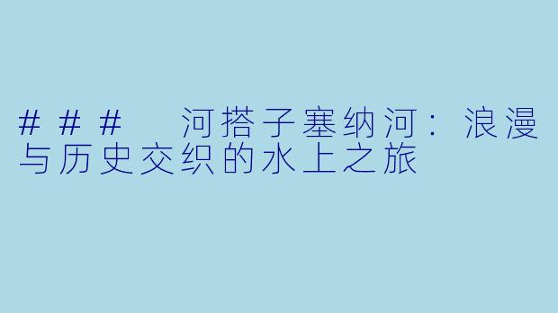 ### 河搭子塞纳河:浪漫与历史交织的水上之旅