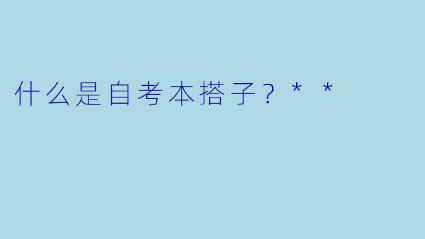什么是自考本搭子？**