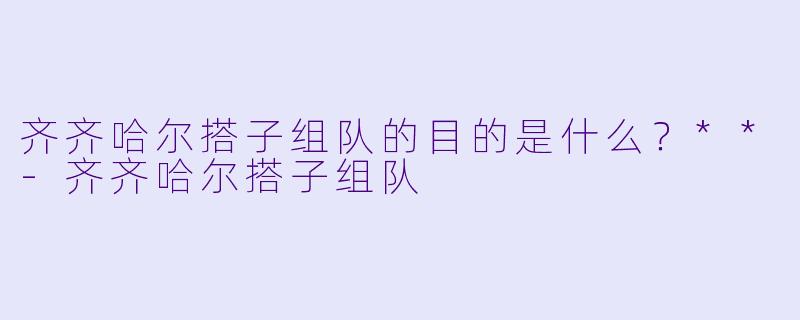 齐齐哈尔搭子组队的目的是什么？**