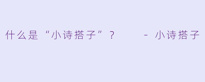 什么是“小诗搭子”？  