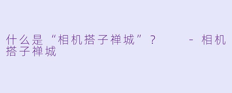 什么是“相机搭子禅城”？  